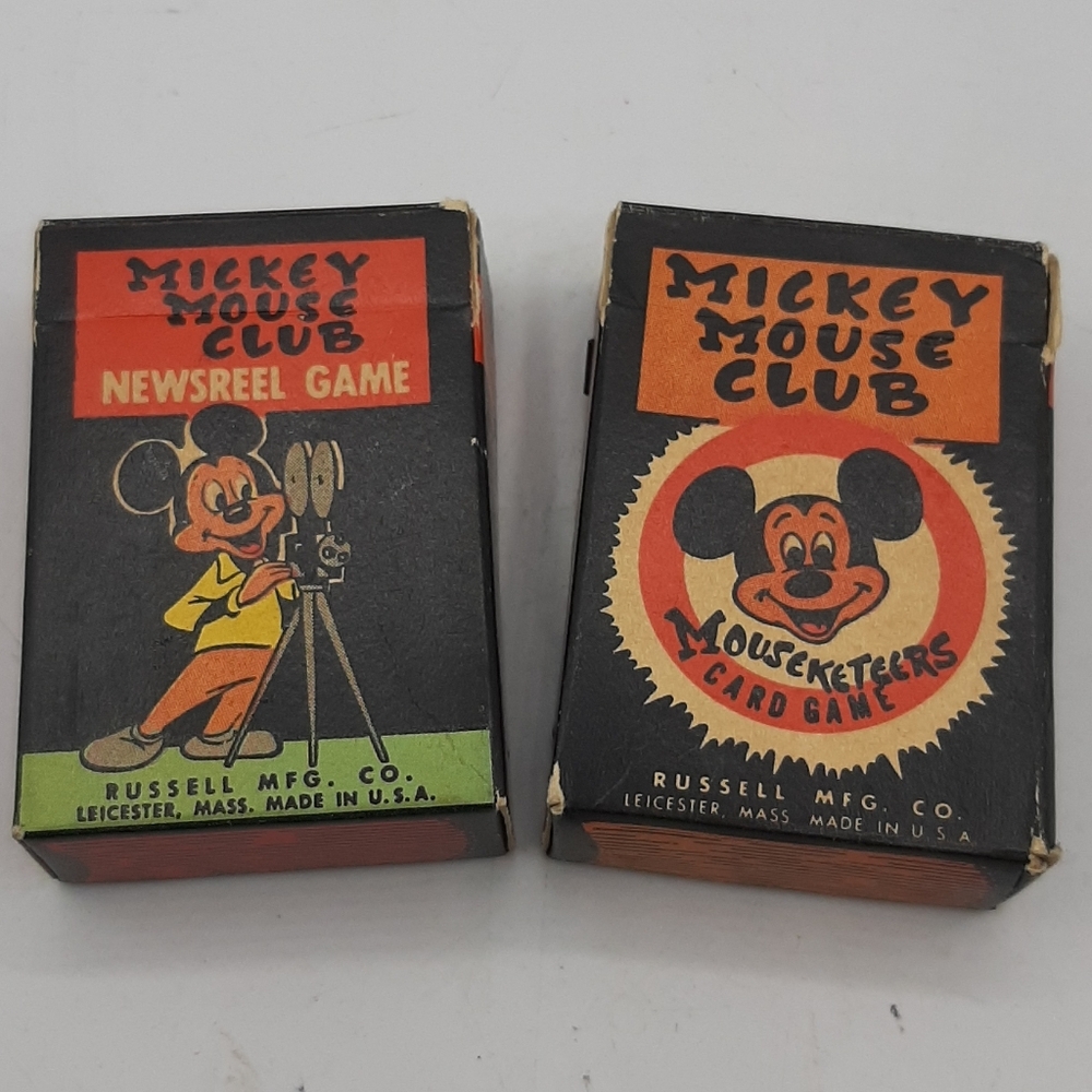 1955 Rare Mickey Mouse Clue Newsreel & Mouseketeers Card Games USA